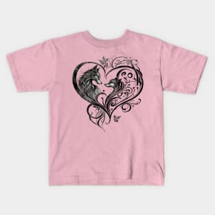 Fox and Wolf Heart Swirl Kids T-Shirt